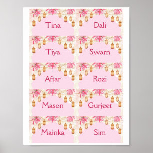 Roze plaatskaarten sjabloon poster