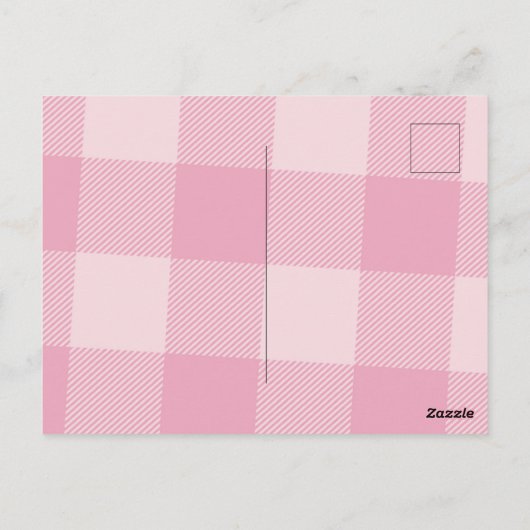 Roze Plaid Afstudeerder Flat Afstuderen Aankondigi Briefkaart (Achterkant)
