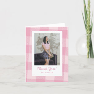 Roze Plaid Afstudeerder Gevouwen Afstuderen Dank u Bedankkaart