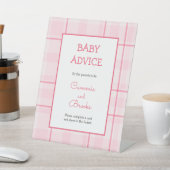 Roze plaid baby advies tabel teken reclamebord met voetstuk (Insitu)