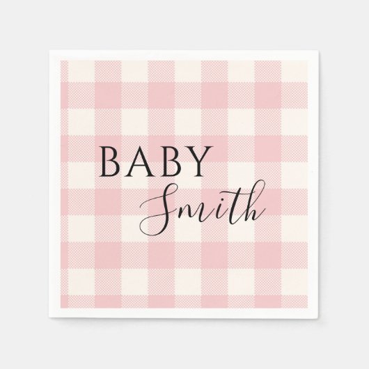 Roze plaid Baby Q Baby shower Barbecue Servet (Voorkant)