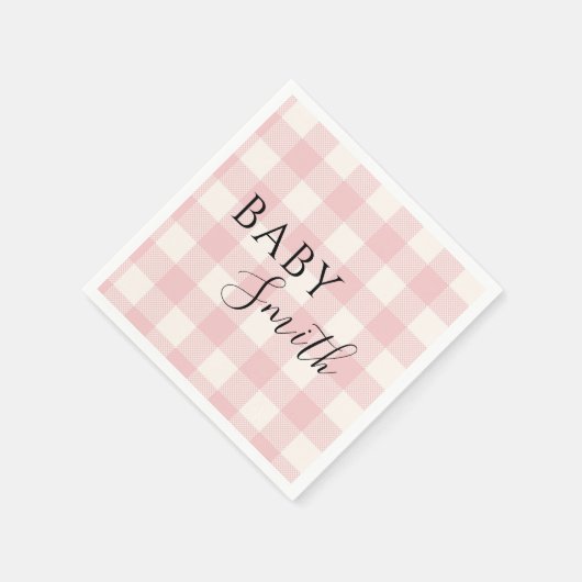 Roze plaid Baby Q Baby shower Barbecue Servet (Hoek)