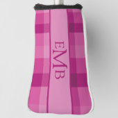 Roze Plaid Custom Monogram Initialen Dames Golfheadcover (Draai 90)