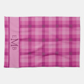 Roze Plaid Custom Monogram Initialen Dames Theedoek (Horizontaal)
