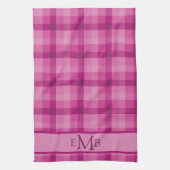 Roze Plaid Custom Monogram Initialen Dames Theedoek (Verticaal)