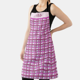 Roze Plaid Custom Monogram Initialen Schort