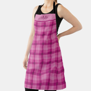Roze Plaid Custom Monogram Initialen Schort