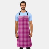 Roze Plaid Custom Monogram Initialen Schort (Gedragen)