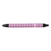 Roze Plaid Custom Monogram Initialen Zwarte Inkt Pen (Voorkant)
