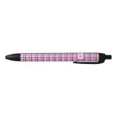 Roze Plaid Custom Monogram Initialen Zwarte Inkt Pen (Bodem)