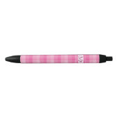 Roze Plaid Custom Monogram Initialen Zwarte Inkt Pen (Voorkant)