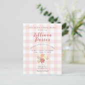 Roze Plaid Flower Baby shower Nodig Briefkaart uit (Staand voorkant)