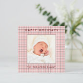 Roze Plaid Foto Kerstmis Feestdagenkaart (Staand voorkant)