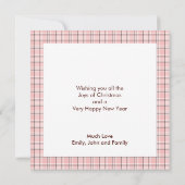 Roze Plaid Foto Kerstmis Feestdagenkaart (Achterkant)