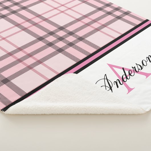 Roze Plaid Gepersonaliseerd Sherpa Deken (3/4)