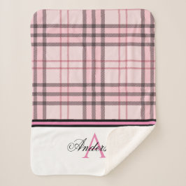 Roze Plaid Gepersonaliseerd Sherpa Deken