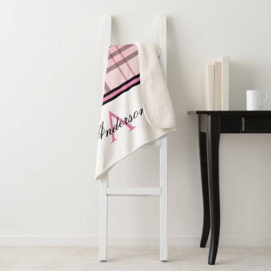 Roze Plaid Gepersonaliseerd Sherpa Deken (In situ)