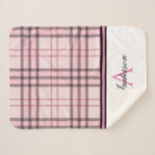 Roze Plaid Gepersonaliseerd Sherpa Deken (Voorkant (horizontaal))