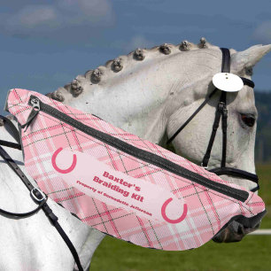 Roze Plaid Horse Show Mane Tail Braiding Heuptasje