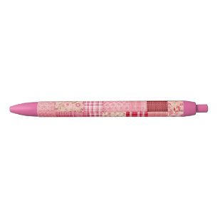 Roze plaid inkt pennen, kan worden gepersonaliseer zwarte inkt pen