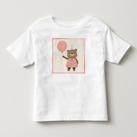 Roze Plaid Jurk Beer met strik en Pet (Voorkant)