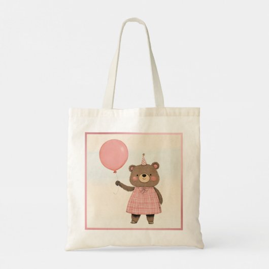 Roze Plaid Jurk Beer met strik en Pet Tote Bag (Achterkant)