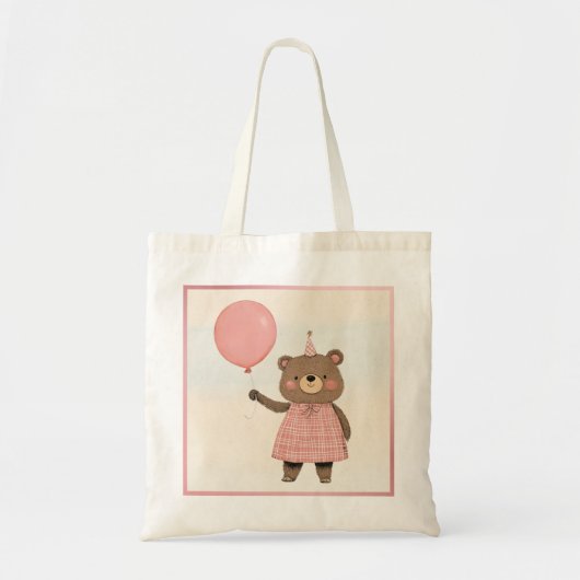 Roze Plaid Jurk Beer met strik en Pet Tote Bag (Voorkant)