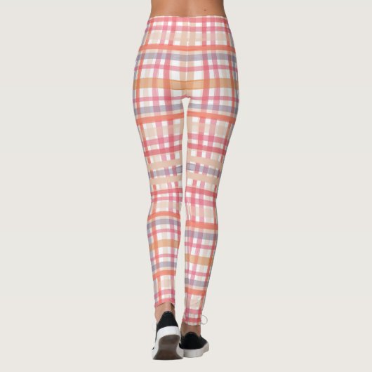 Roze Plaid Leggings – Stijlvolle vrouwen Workout G (Achterkant)