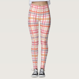 Roze Plaid Leggings – Stijlvolle vrouwen Workout G
