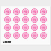 Roze Plaid Monogram Initiaal Sticker (Vel)