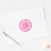Roze Plaid Monogram Initiaal Sticker (Envelop)