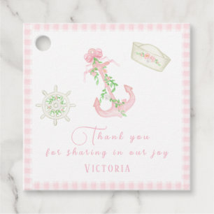 Roze Plaid Nautical Baby Meisje Baby shower Bedankjes Labels