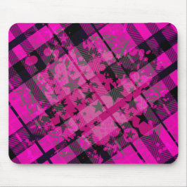 Roze Plaid Paint Splatter Muismat