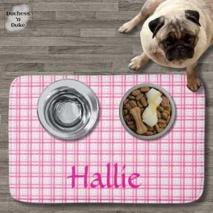 Roze Plaid Patroon Absorberende Huisdier Mat