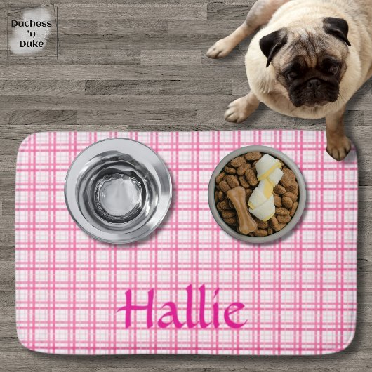 Roze Plaid Patroon Absorberende Huisdier Mat