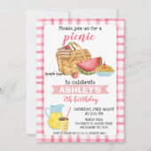 Roze Plaid Picknick Verjaardagsfeestje Kaart (Voorkant)