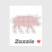 Roze Plaid Pig Sticker (Vel)