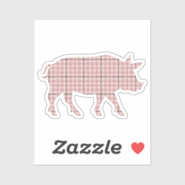 Roze Plaid Pig Sticker
