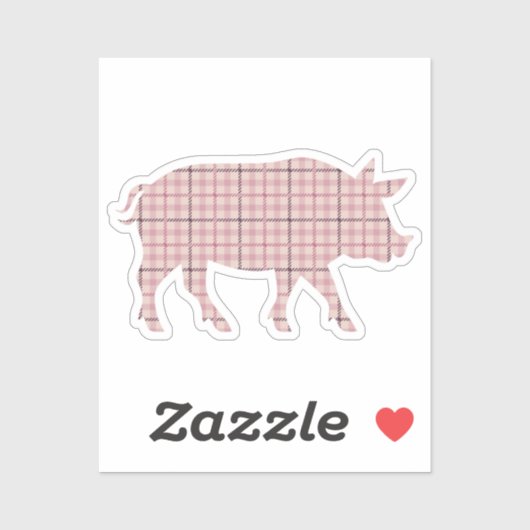 Roze Plaid Pig Sticker (Vel)