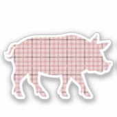 Roze Plaid Pig Sticker (Voorkant)