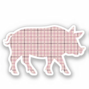 Roze Plaid Pig Sticker