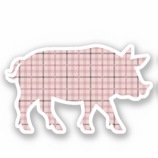 Roze Plaid Pig Sticker (Voorkant)