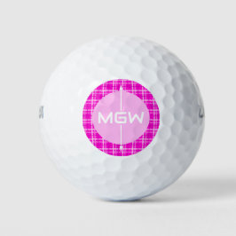 Roze Plaid Pijl Custom Monogram Golf Ballen