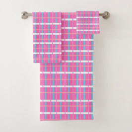 Roze Plaid Pop Bad Handdoek