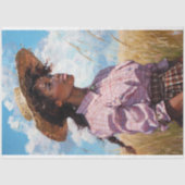 Roze Plaid Prairie Meisje  Country Découpage Tissuepapier (Voorkant)