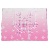 Roze Plaid Sneeuwvlok Kerstmis Groot Cadeauzakje (Voorkant)