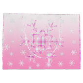Roze Plaid Sneeuwvlok Kerstmis Groot Cadeauzakje (Achterkant)