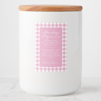 Roze Plaid Sudderpot Kit Label Voedselcontainer Etiket