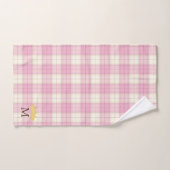 Roze Plaid Tartan Kroon Monogram Prinses Bad Handdoek (Handdoek)