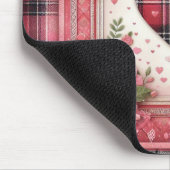 ROZE PLAID VALENTIJNSE HARTEN EN BLOEMEN MUISMAT (Hoek)